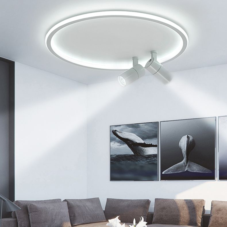 2-Light LED Semi Flush Mount in Modern Simplicity Circular Acrylic Ceiling Light in White