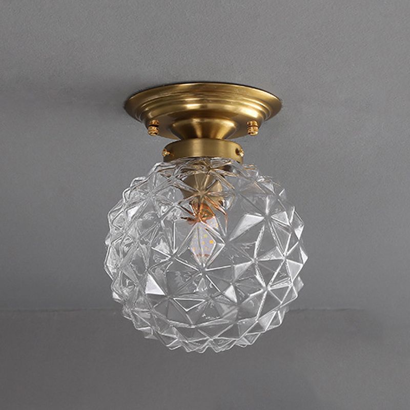 Sphere Shape Flush Light Modern Style Glass 1 Light Flush Ceiling Light for Living Room