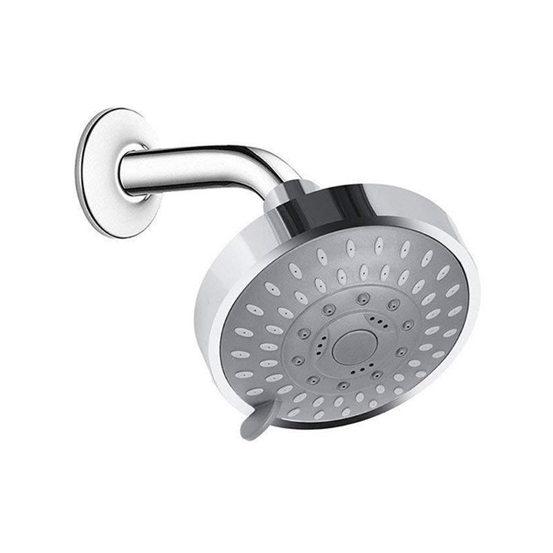 Silver Round Fixed Shower Head Modern Style Wall-Mount Showerhead