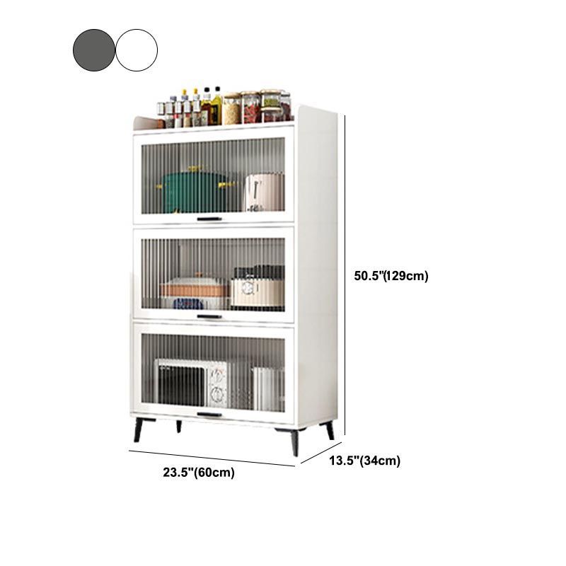 Wood Dining Server Modern Server with Glass Doors for Living Room