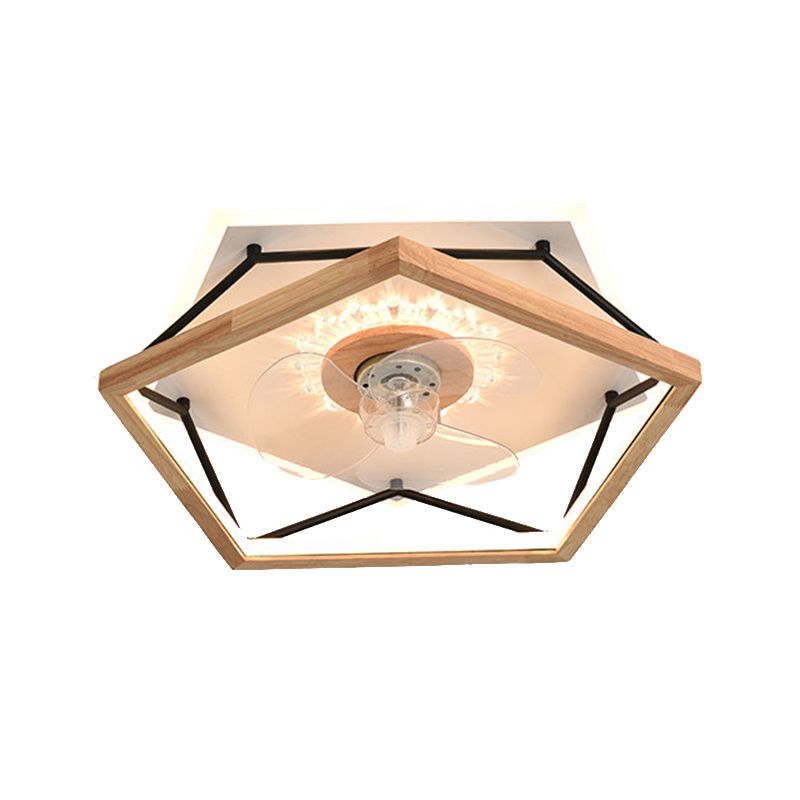 Modern Single Beige Ceiling Fan Lamp Wooden Ceiling Fan Light for Living Room