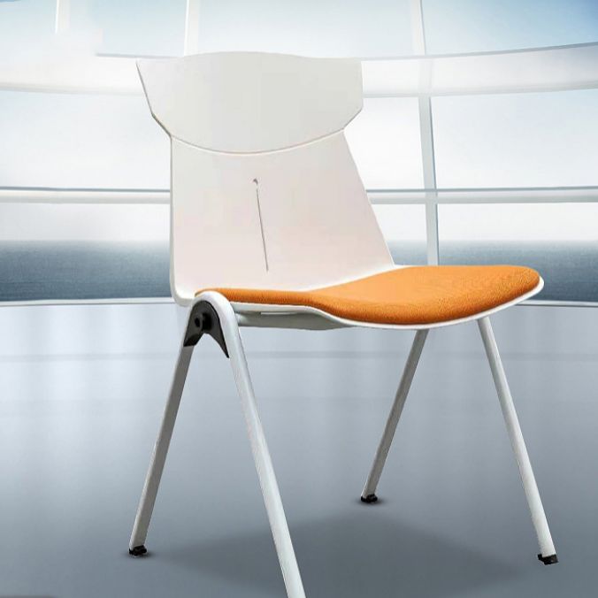 Modern Armless Chair No Wheels Mid-Back Plastic Chair in Gray/Orange