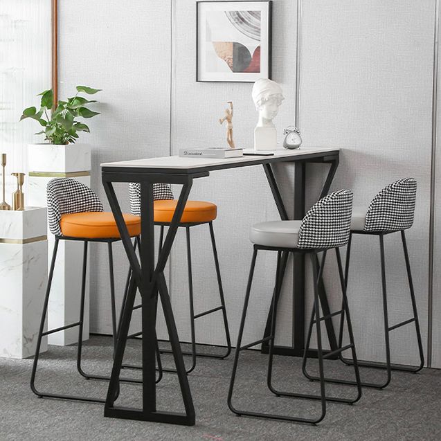 Modern Bar Dining Table Rectangle Bar Height Table with Double Pedestal in Black