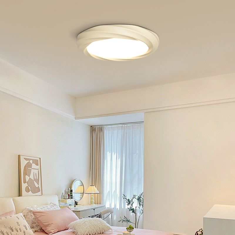 Nordic Style Round Flush Mount Ceiling Light Fixture with Resin for Bedroom