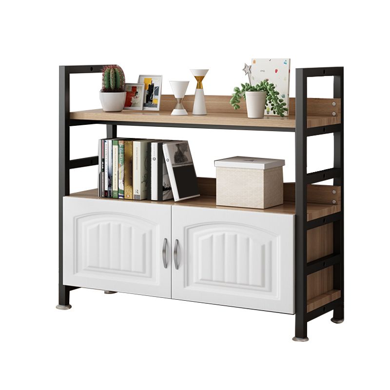 Modern Open Back Shelf Bookcase with Cabinets for Home Office