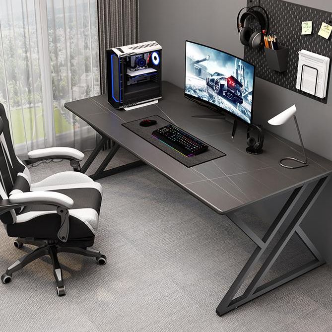 Industrial Gaming Desk Antique Finish Computer Desk with Metal Legs