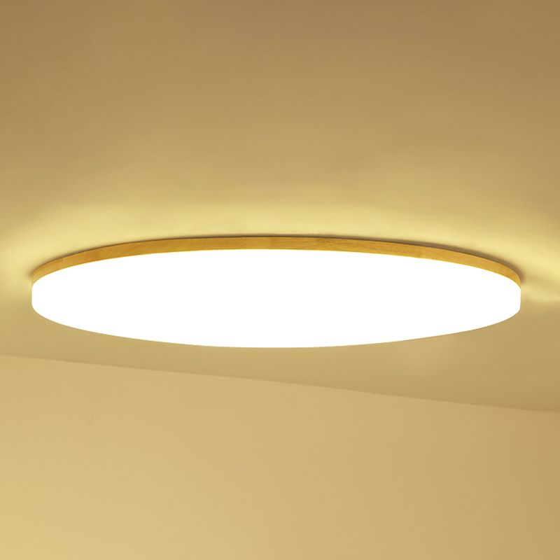 Geometry Shape LED Ceiling Lamp Modern Simple Style Wood 1 Light Flush Mount for Bedroom Study