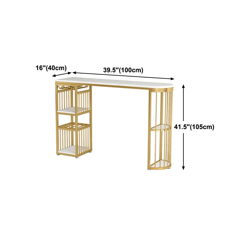Glam White Marble Bar eettafel metalen dubbele voetstuk bistro tafel met schappen