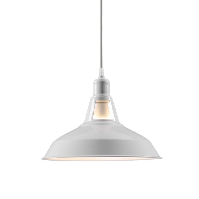 Boerderij schuurschaduw hangende lamp 10.5/12/15 inch breed 1 licht metalen hanglamp in zwart/wit voor hotel