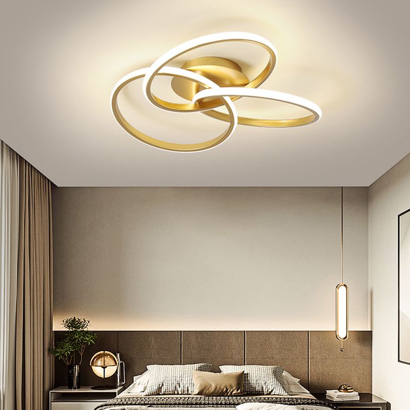 Interlocking Rings LED Flush Light Minimalist Acrylic Bedroom Semi Flush Mount Ceiling Light