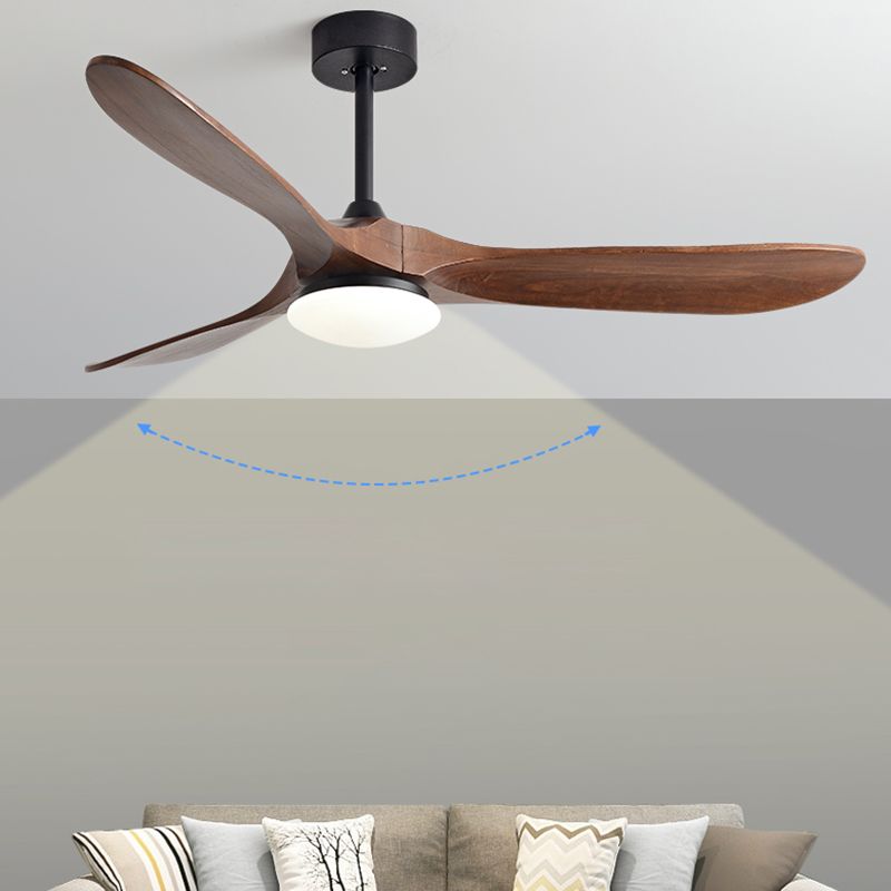 Nordic Style LED Ceiling Fan 3-Blade Fan Lighting with Wood for Bedroom