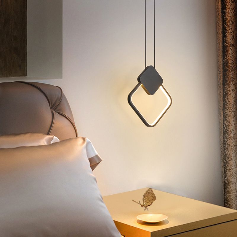 Nordic Style Metal Ceiling Lamp Geometry LED Pendant Light with Acrylic Shade for bedroom