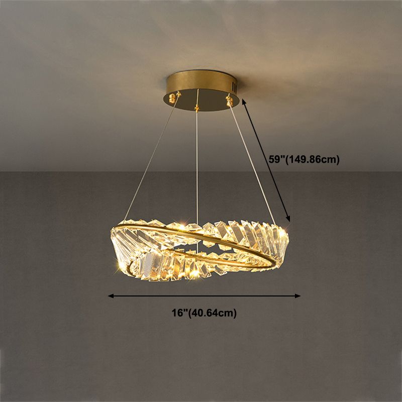 Ring Shape Hanging Lamp LED Crystal Chandelier Light for Bedroom