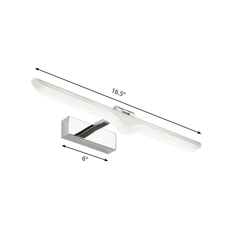 Luz de tocador de acrílico lineal estilo moderno 16.5 "/20.5" W LED Níquel Lámpara de apliques de pared en luz cálida/blanca