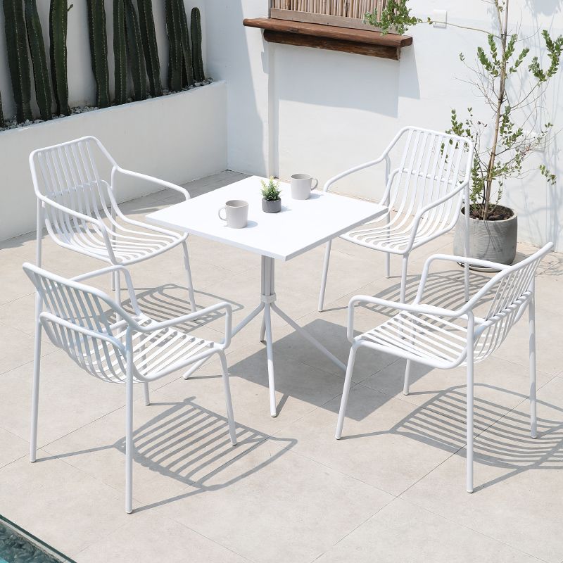 Contemporary Metal Dining Table Outdoor Table with Tripod Base