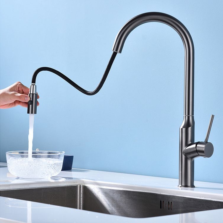 Modern Kitchen Faucet Stainless Steel 1-Handle High Arc Retractable Kitchen Faucet