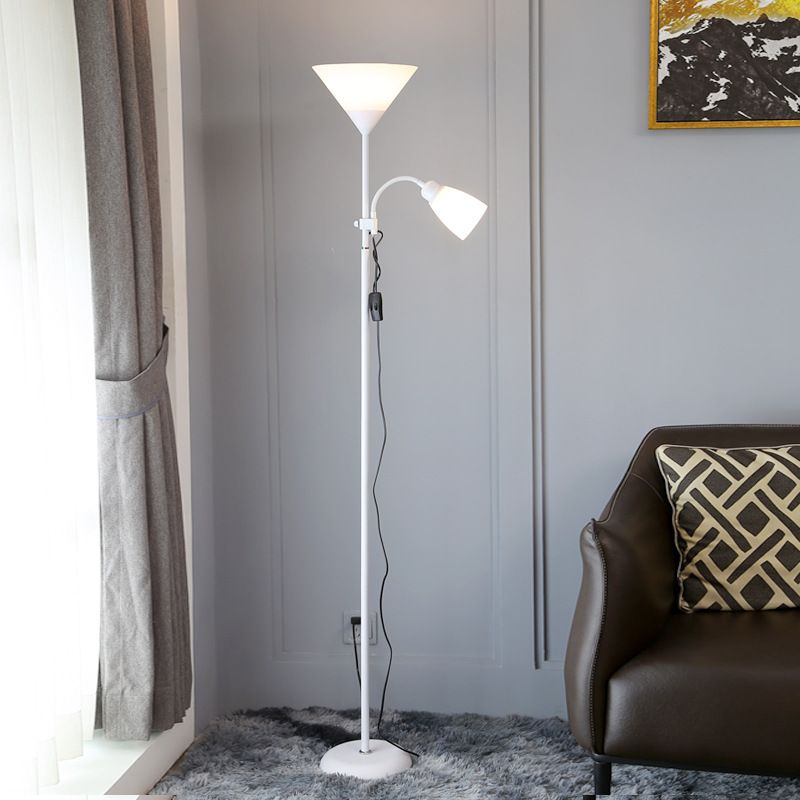 Acrylic Torchiere Floor Lamp Country Living Room Standing Light with Flexible Arm