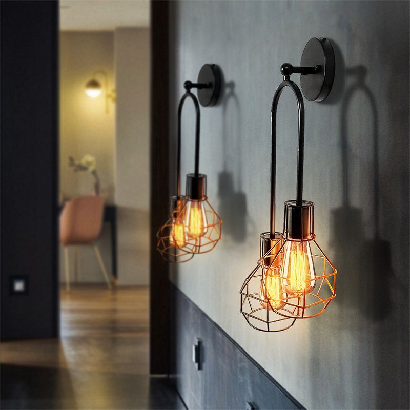 Industrial Style Iron Sconce Light Fixtures Ball Shape Wall Lighting Ideas for Bedroom