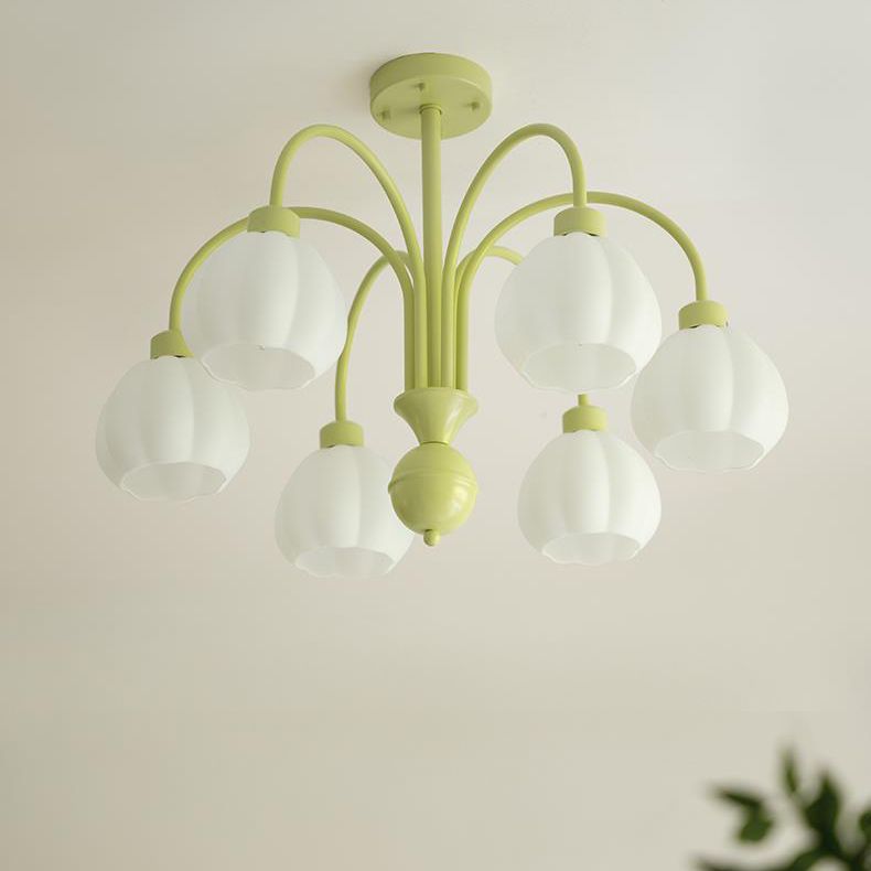 Glass Ceiling Lamp Creative Green Flush Mount Light Fixture for Bedroom