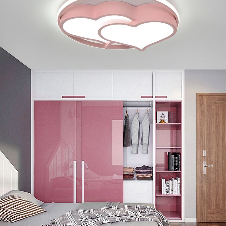 Heart Flush Mount Ceiling Light 1 Light Metal Kids Flush Mount Ceiling Light for Bedroom