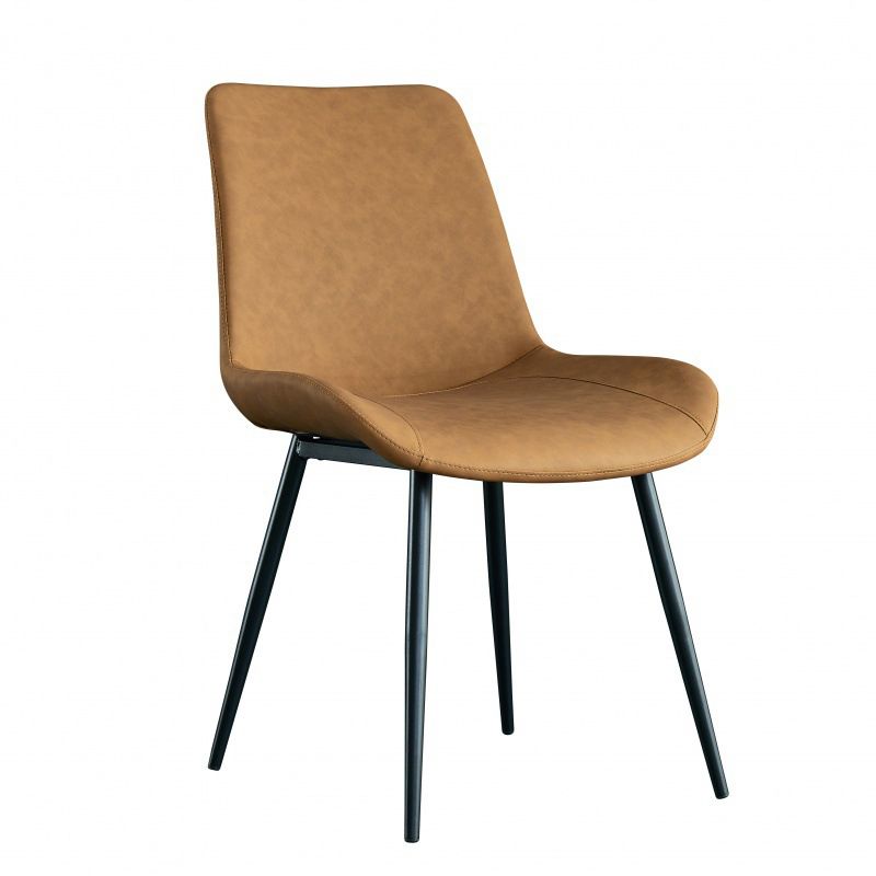 Modern Parsons Side Chair Matte Finish Leather Curved Chair for Brasserie