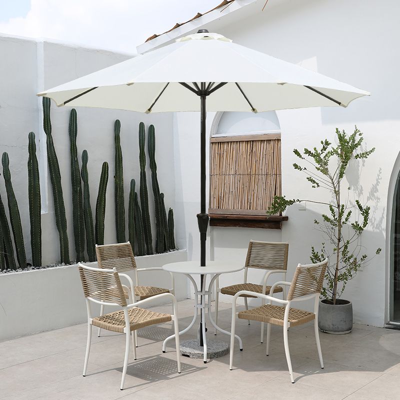 Modern Outdoor Bistro Chairs With Arm White Aluminum Dining Armchair