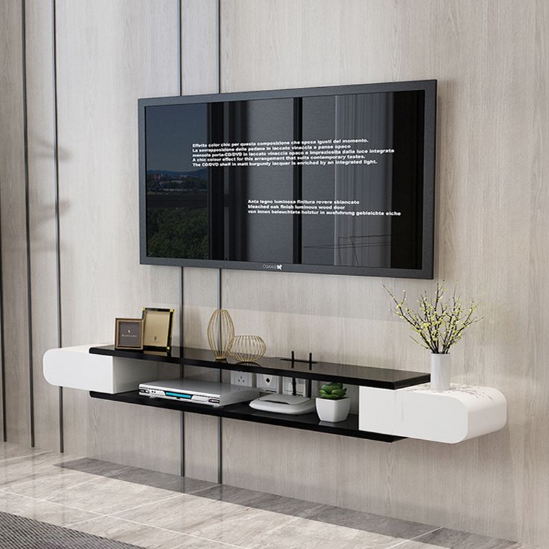 9.5" D Modern Wall-mounted TV Stand Wooden Media Console with 2 Shelfs