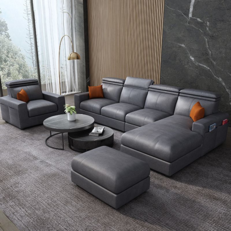 Square Arm Grey Cushion Back Modern Storage Living Room Sofa