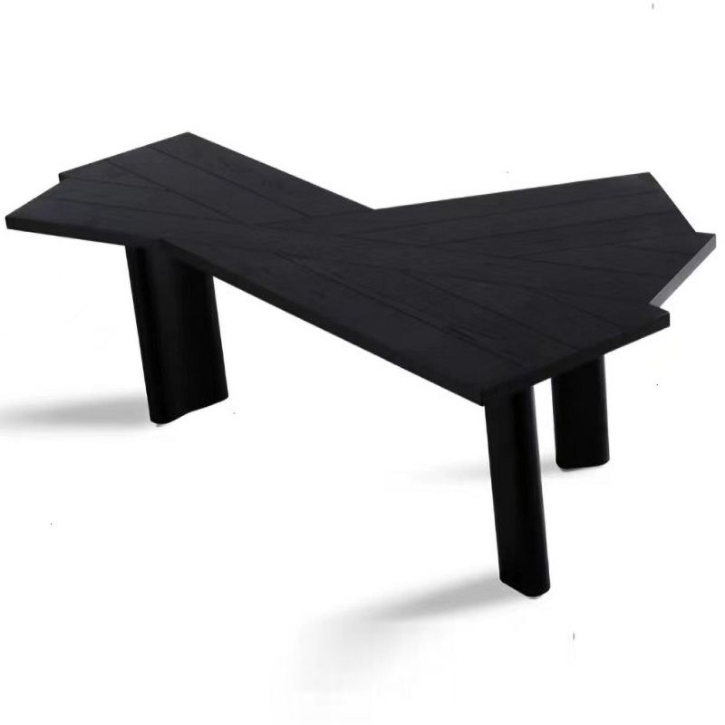 Free Form Shaped Office Laptop Table Wood Writing Desk in Black with 3 Legs