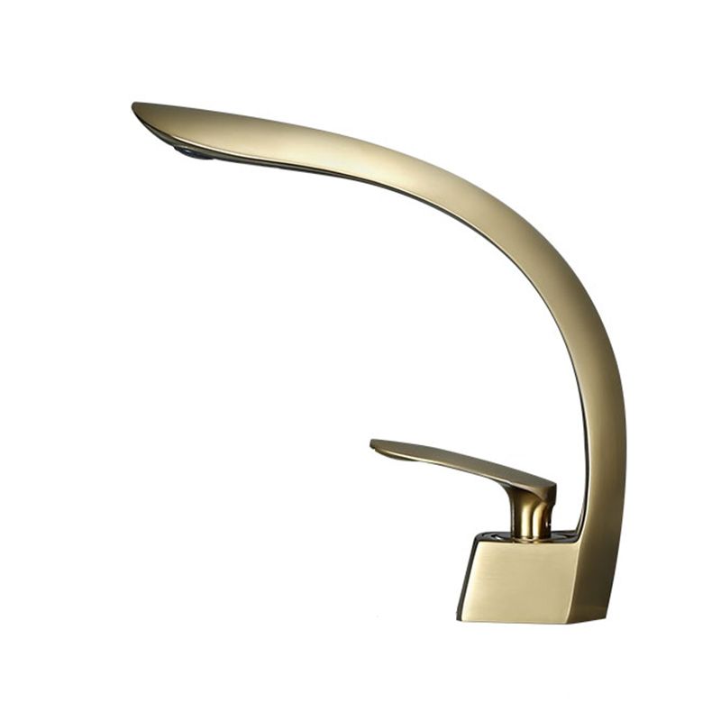 Glam Single Handle Sink Faucet Brass Bathroom Gooseneck Faucet