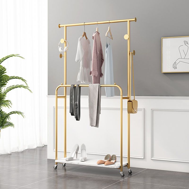 Glam Entryway Kit 2 Hanging Rails Lower Shelf and Hooks Coat Hanger