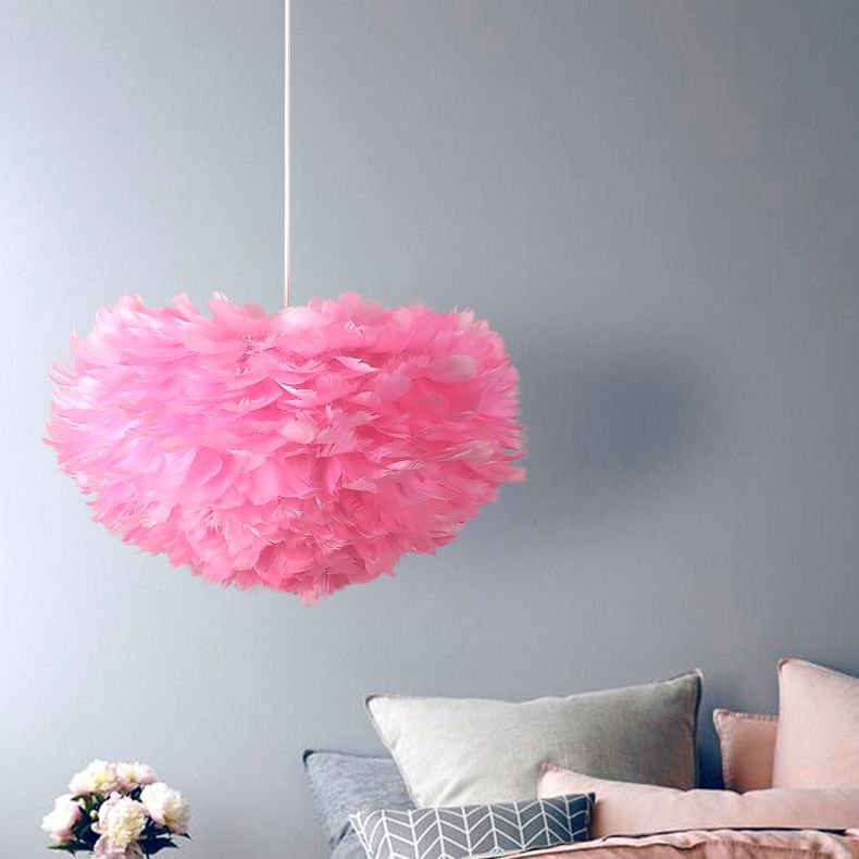 Feather Pendant Lamp Nordic Modern Bedroom Feather Hanging Chandelier Lamp