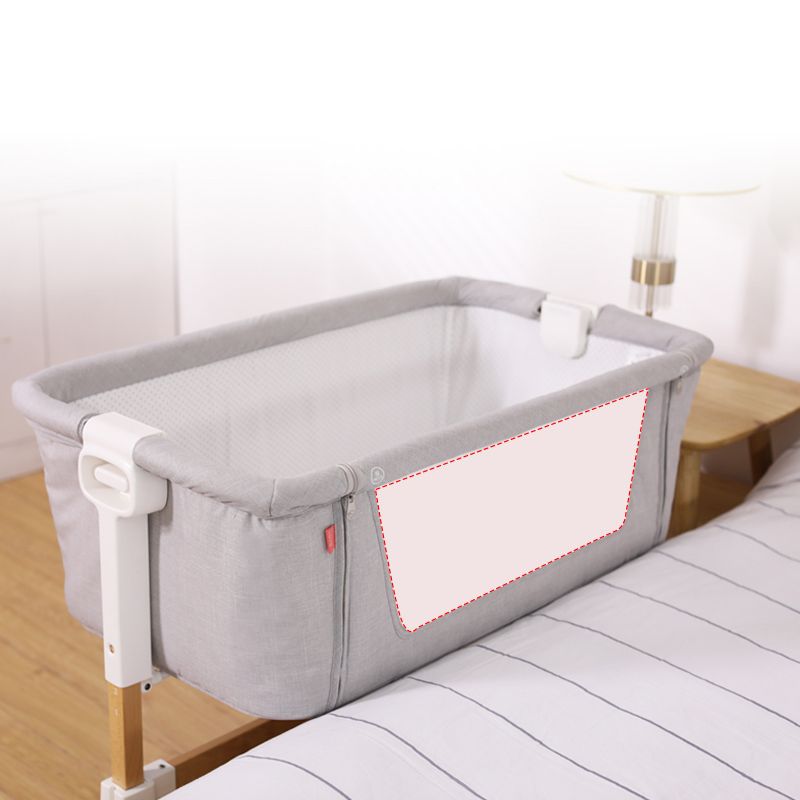 Gliding Square Crib Cradle Solid Wood Cradle with Canopy and Stand