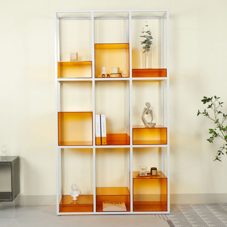 Scandinavian Open Etagere Bookshelf with Iron Frame Acrylic Bookcase