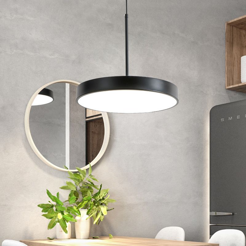 Minimalistic LED Hanging Pendant Light Circular Ceiling Lamp with Acrylic Shade for Dining Room