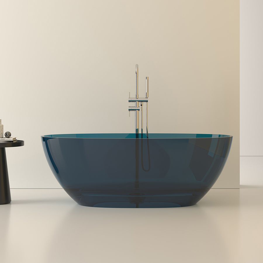 Flat Bottom Oval Soaking Bathtub Antique Finish Modern Bath Tub