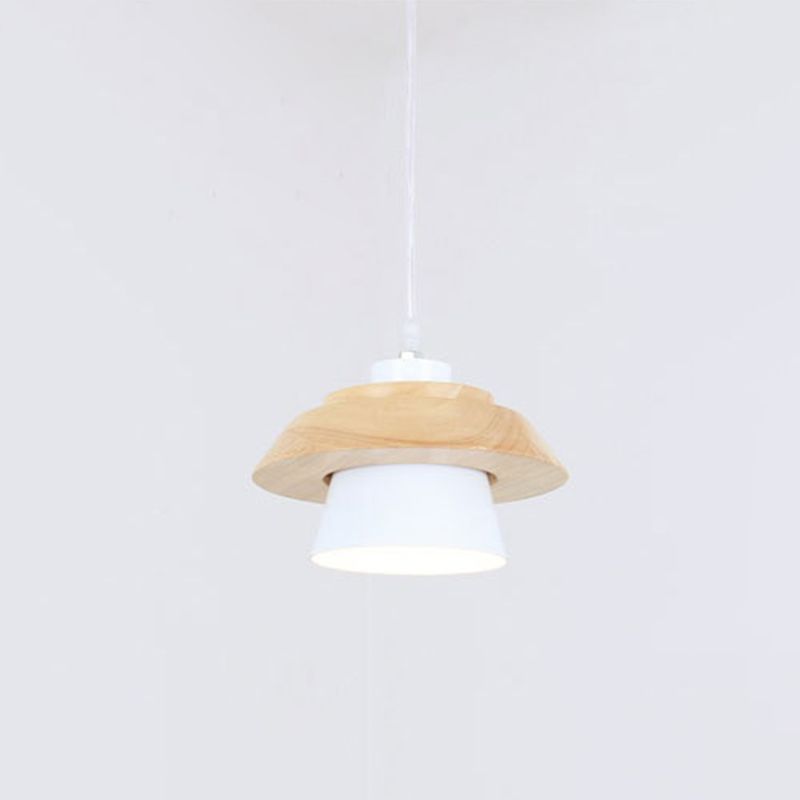 Wood Minimalism Hanging Ceiling Light Cone Pendant Light for Dining Room