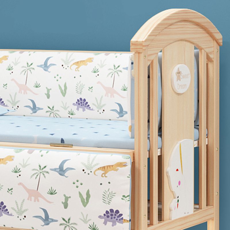 Brown Farmhouse Nursery Crib Pattern Wood Nursery Bed with Storage