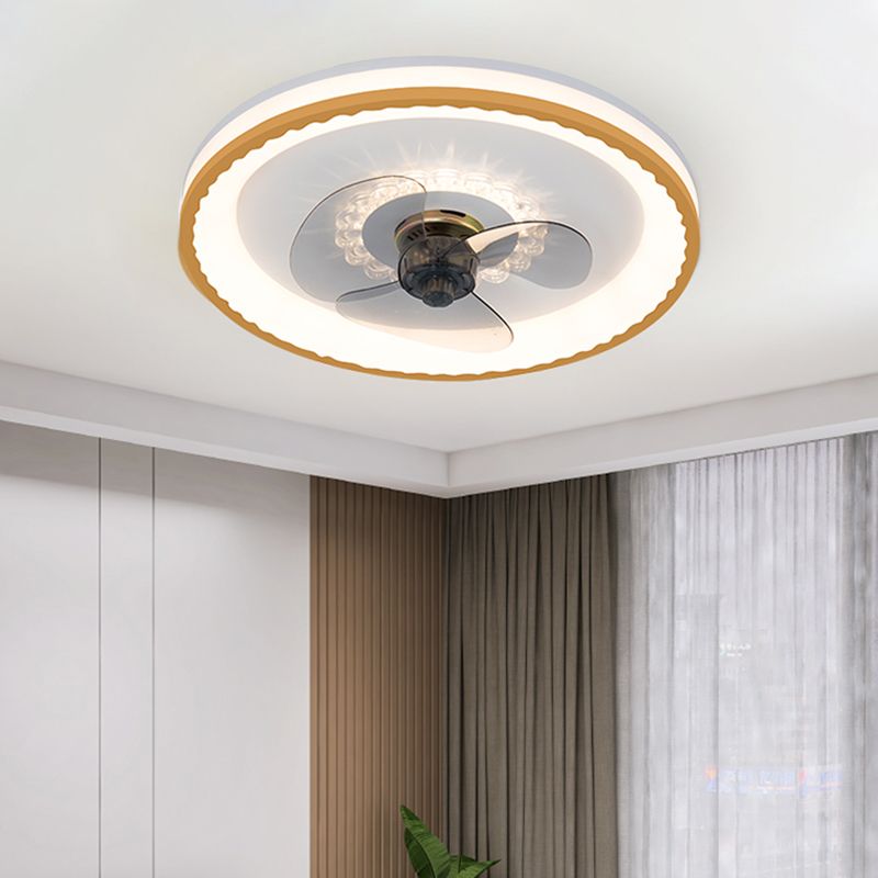 Metal Round Shape Ceiling Fans Modern Style Single Light Ceiling Fan Fixtures