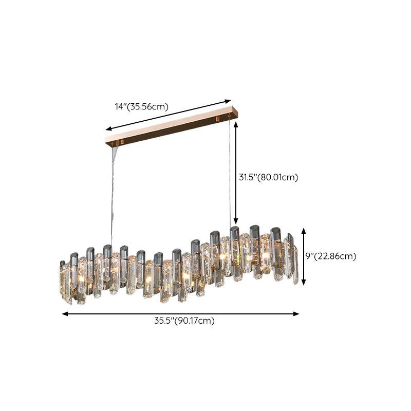 Modern Metal Ceiling Light Geometric Shape Ceiling Lamp with Crystal Shade for Living Room