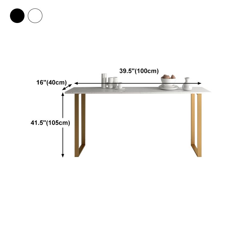 Stone Bar Table Traditional Luxury Rectangle Bar Table with Sled Base in Gold