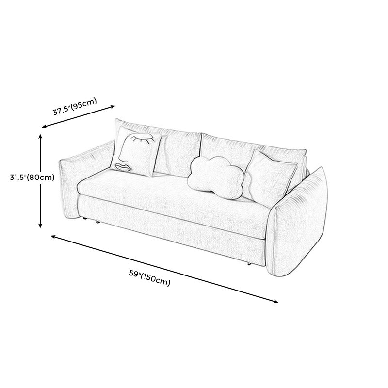 Scandinavian Pillow Back Sofa Bed with Square Arm for Apartment