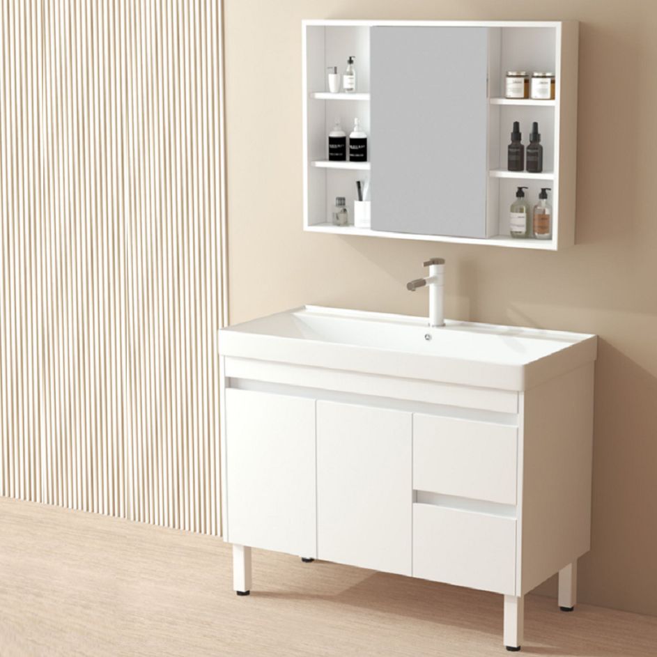 Wooden Sink Vanity Modern White Single-Sink Rectangular Vanity Set