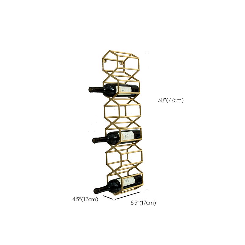 Glam Wall Mounted Wine Rack Bottle Metal Bottle Holder in Gold