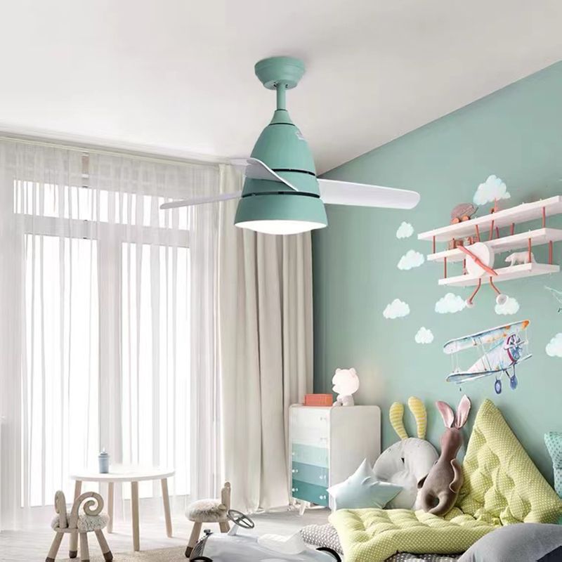 Modern Simple Ceiling Fan Lamp Cone Shape LED Ceiling Fan Light for Bedroom