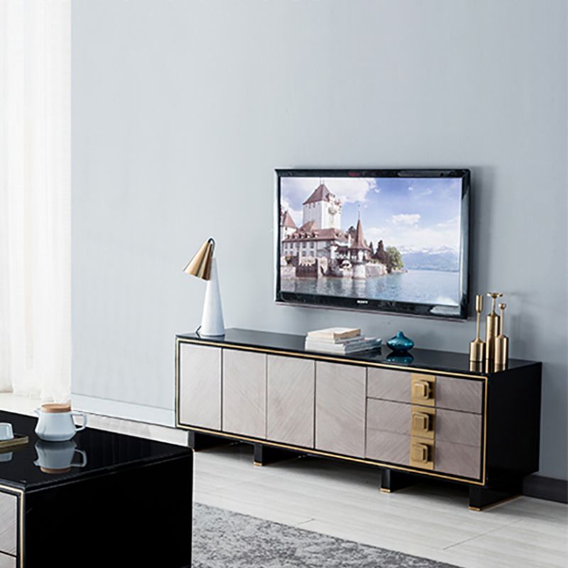 23.62"H TV Stand Glam Style Enclosed Storage TV Console with 3 Drawers