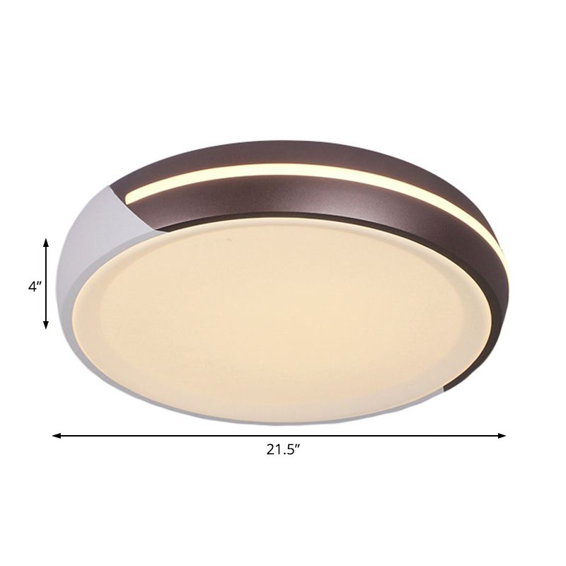 18 "/21.5" Dia Round Flush Ceiling Light Simplizität Acryl Braun LED-Beleuchtung, Warm/Weiß Licht