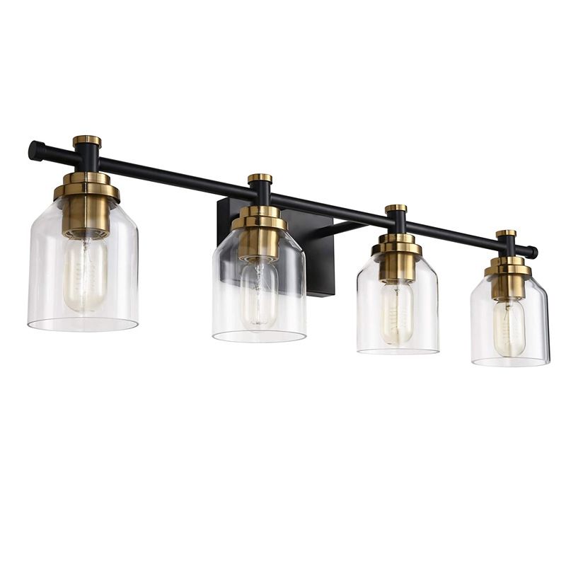 Black 2/3/4-Light Bathroom Vanity Light Modern Glass Shaded Bath Bar