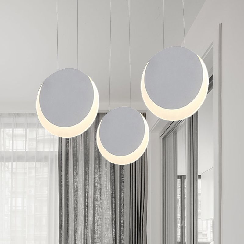 Moon Shaped Multi Light Pendant Nordic Metal 3/4/5 Lights White Cluster Pendant Light in Warm/White Light