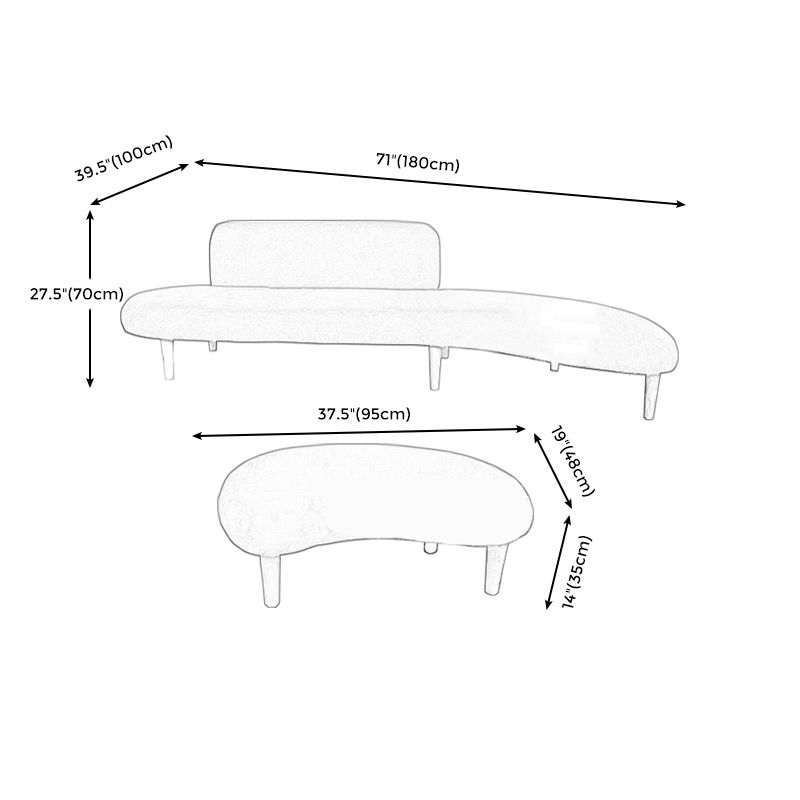 Fabric Tight Back Sectional Sofa 27.56"High Armless Sofa,White